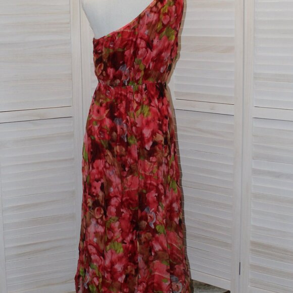 LARA G by Lara Guidotti Red Floral Airy Silk Blend Dress Size XL - Picture 6 of 8